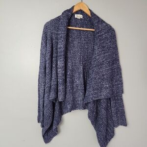 Mudd Open Cardigan Sweater Womens Large blue purple knit waterfall cut